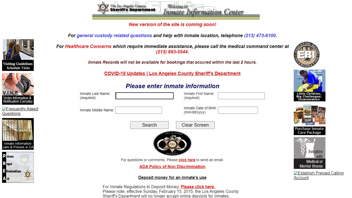 LASD Inmate Information Center - Inmate Search